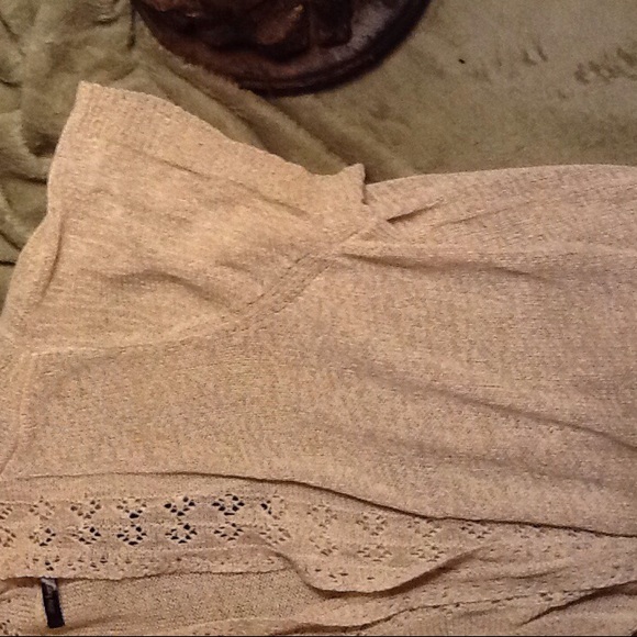 Beige Open Front Sweater - Picture 2 of 3